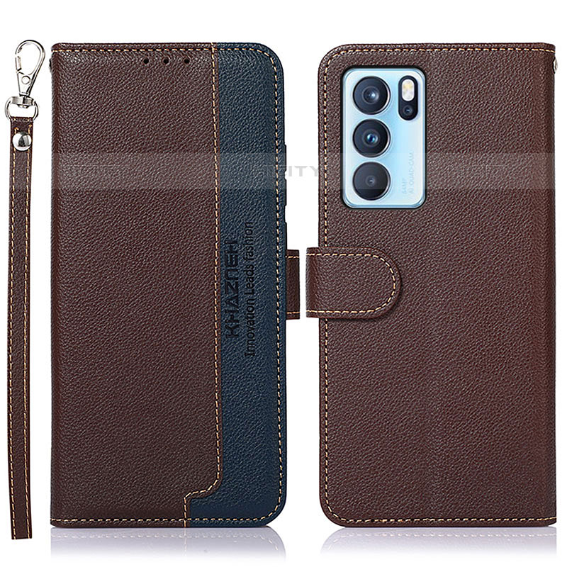 Coque Portefeuille Livre Cuir Etui Clapet A09D pour Oppo Reno6 Pro 5G India Marron Plus