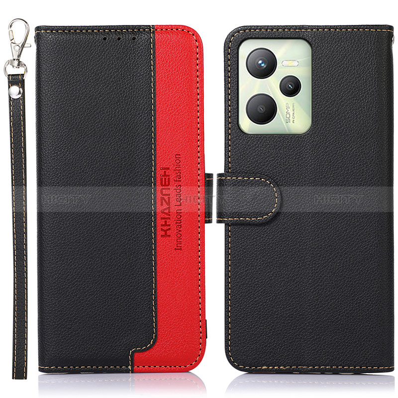 Coque Portefeuille Livre Cuir Etui Clapet A09D pour Realme C35 Noir Plus