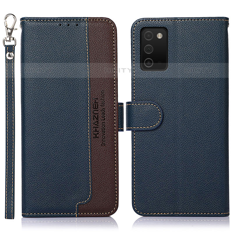 Coque Portefeuille Livre Cuir Etui Clapet A09D pour Samsung Galaxy M02s Bleu Plus