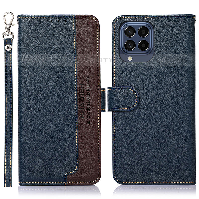 Coque Portefeuille Livre Cuir Etui Clapet A09D pour Samsung Galaxy M53 5G Bleu Plus