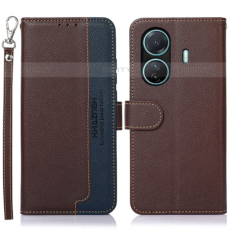 Coque Portefeuille Livre Cuir Etui Clapet A09D pour Vivo iQOO Z6 Pro 5G Marron Plus