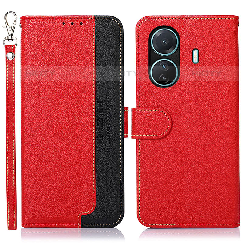 Coque Portefeuille Livre Cuir Etui Clapet A09D pour Vivo iQOO Z6 Pro 5G Rouge Plus