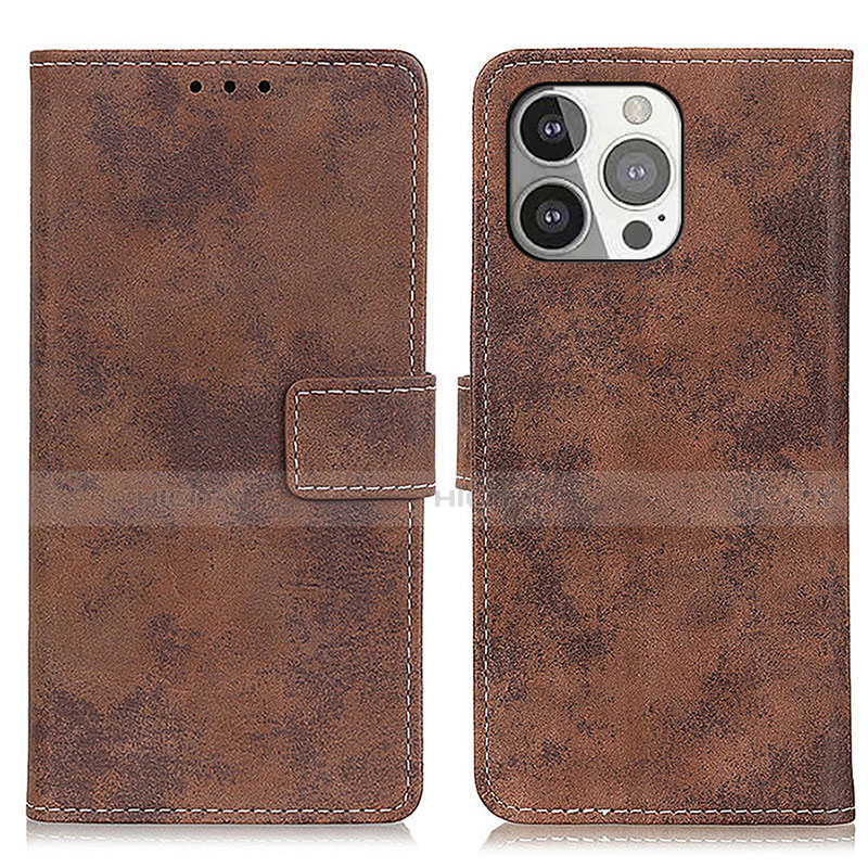 Coque Portefeuille Livre Cuir Etui Clapet A10 pour Apple iPhone 13 Pro Max Marron Plus