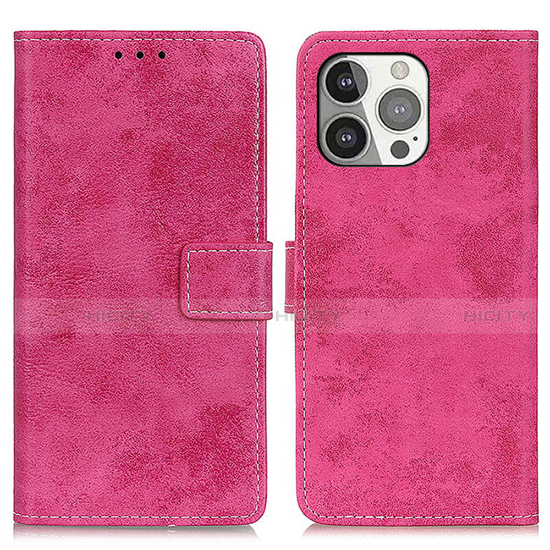 Coque Portefeuille Livre Cuir Etui Clapet A10 pour Apple iPhone 13 Pro Max Rose Rouge Plus