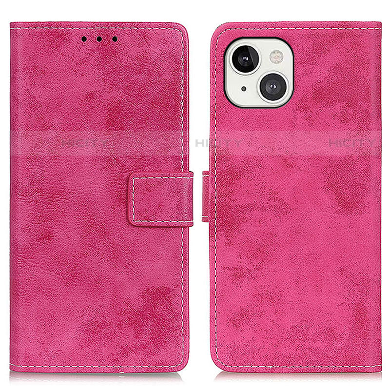 Coque Portefeuille Livre Cuir Etui Clapet A10 pour Apple iPhone 13 Rose Rouge Plus