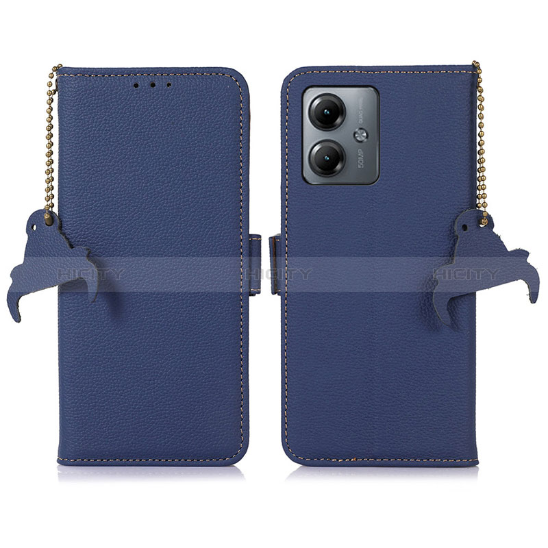 Coque Portefeuille Livre Cuir Etui Clapet A10D pour Motorola Moto G14 Bleu Plus