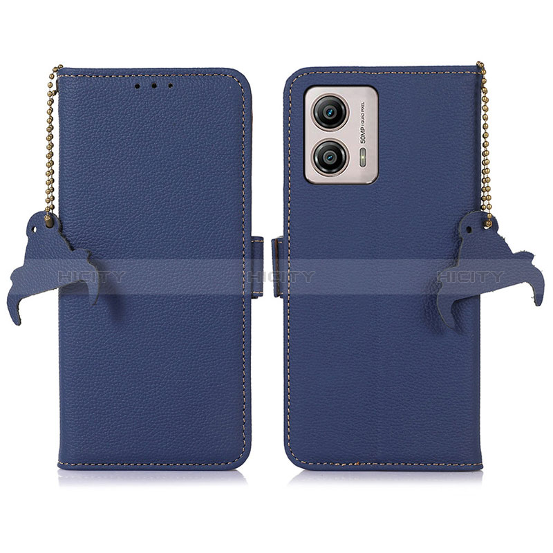 Coque Portefeuille Livre Cuir Etui Clapet A10D pour Motorola Moto G53 5G Bleu Plus