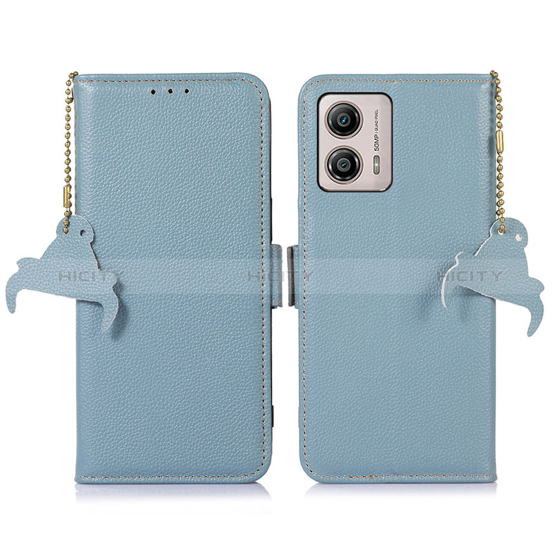 Coque Portefeuille Livre Cuir Etui Clapet A10D pour Motorola Moto G53j 5G Bleu Clair Plus