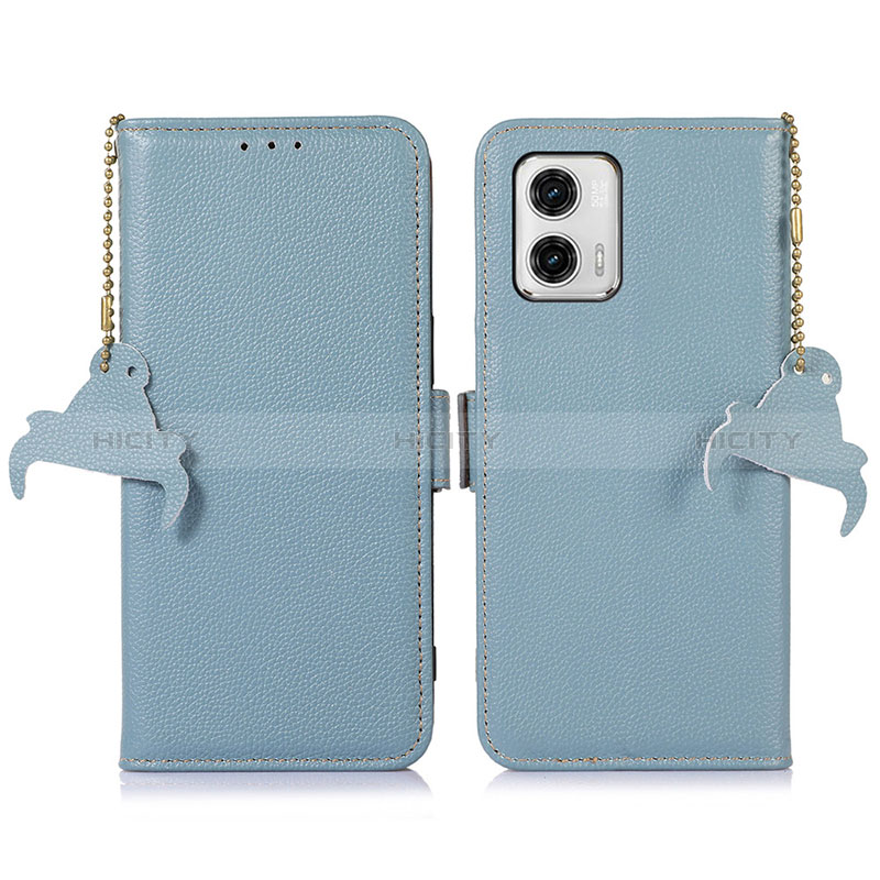 Coque Portefeuille Livre Cuir Etui Clapet A10D pour Motorola Moto G73 5G Bleu Clair Plus