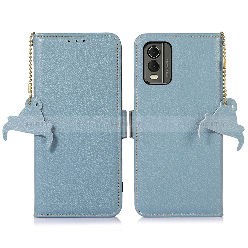 Coque Portefeuille Livre Cuir Etui Clapet A10D pour Nokia C210 Bleu Clair Plus