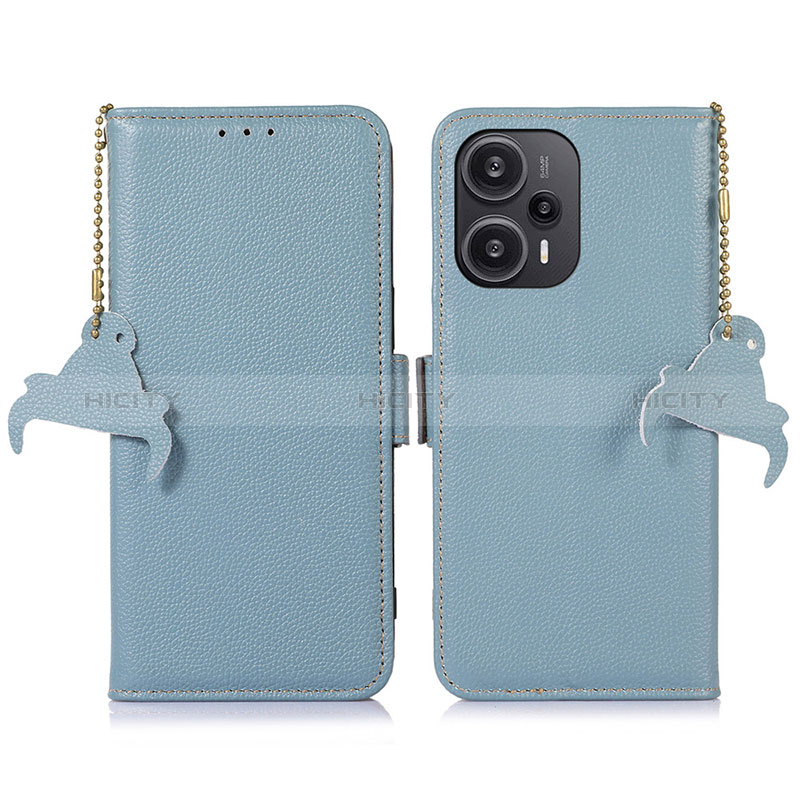 Coque Portefeuille Livre Cuir Etui Clapet A10D pour Xiaomi Poco F5 5G Bleu Clair Plus