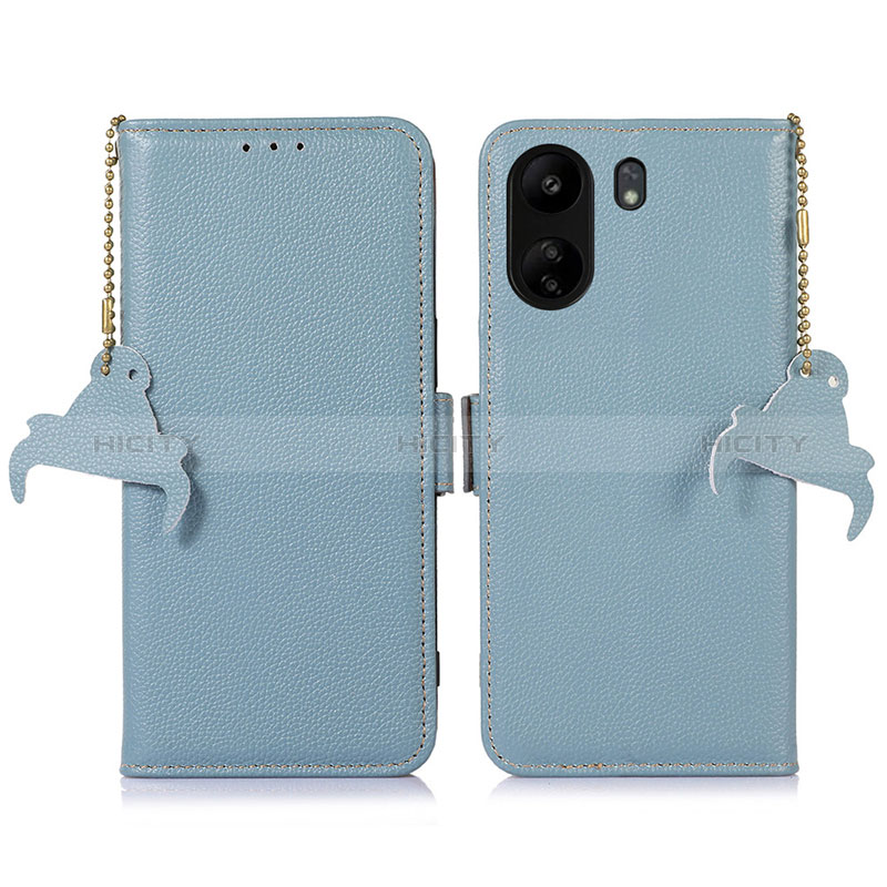 Coque Portefeuille Livre Cuir Etui Clapet A10D pour Xiaomi Redmi 13C Bleu Clair Plus