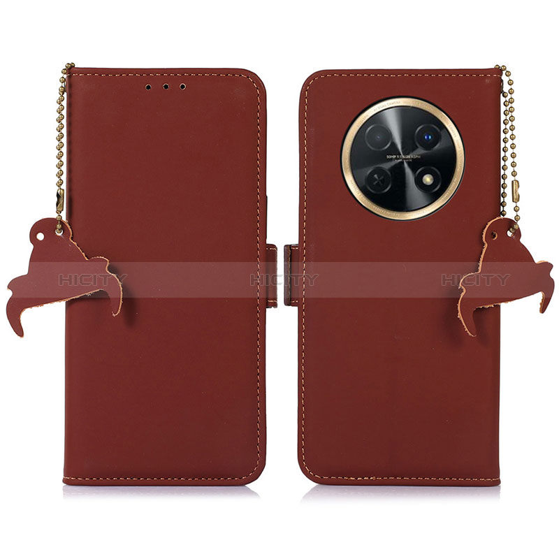 Coque Portefeuille Livre Cuir Etui Clapet A11D pour Huawei Nova Y91 Marron Plus