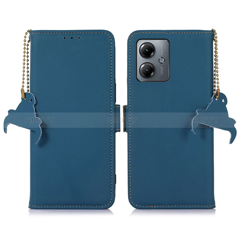 Coque Portefeuille Livre Cuir Etui Clapet A11D pour Motorola Moto G14 Bleu Plus