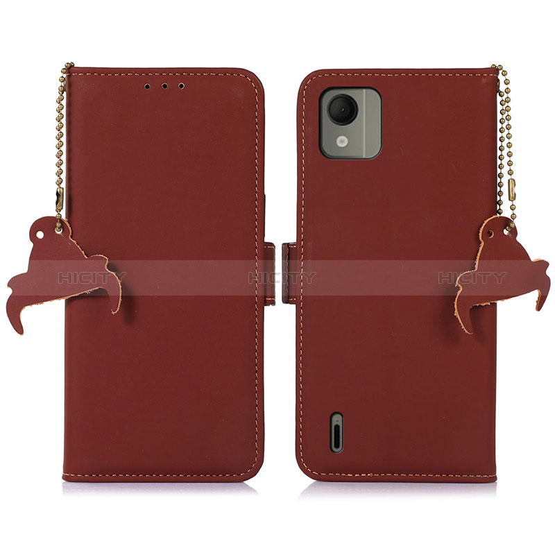 Coque Portefeuille Livre Cuir Etui Clapet A11D pour Nokia C110 Marron Plus