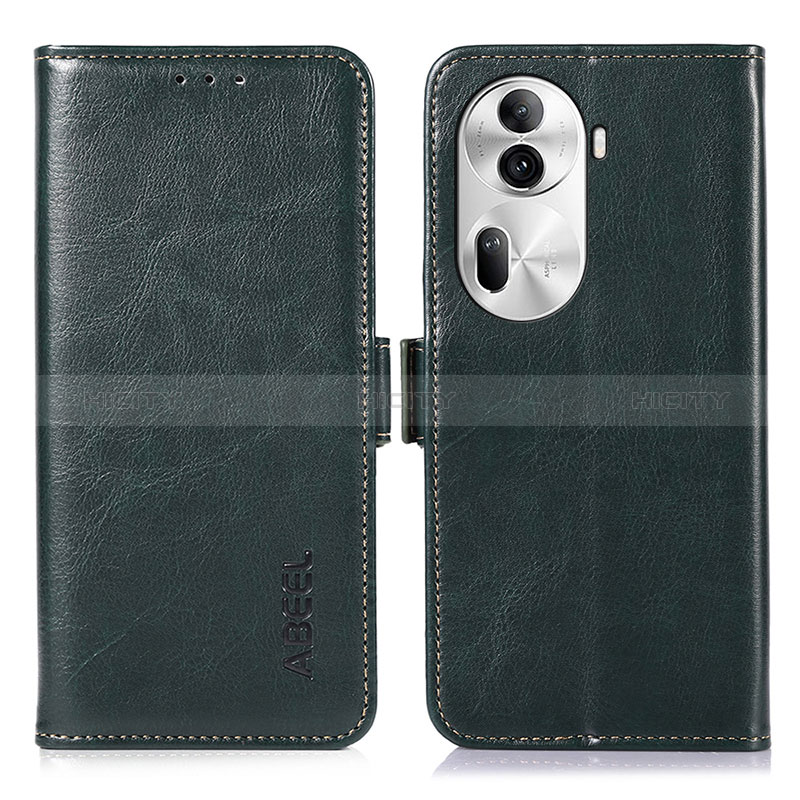 Coque Portefeuille Livre Cuir Etui Clapet A11D pour Oppo Reno11 Pro 5G Vert Plus