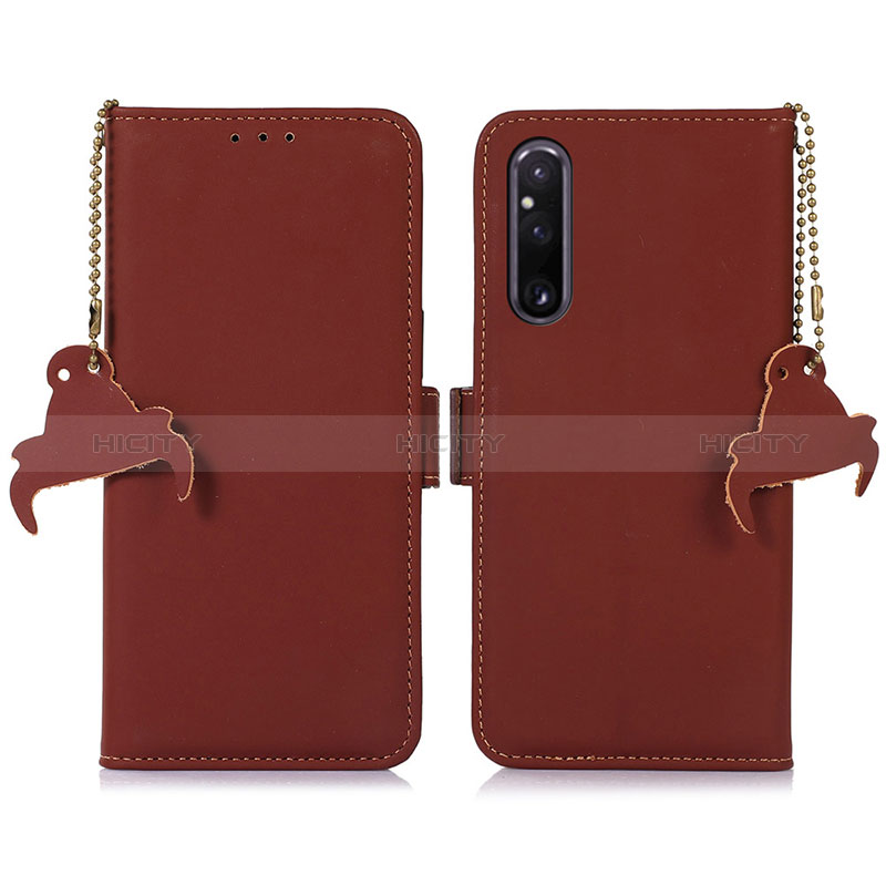 Coque Portefeuille Livre Cuir Etui Clapet A11D pour Sony Xperia 1 V Marron Plus