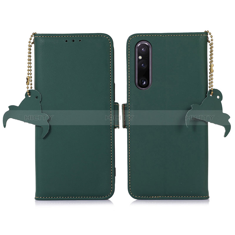 Coque Portefeuille Livre Cuir Etui Clapet A11D pour Sony Xperia 1 V Vert Plus