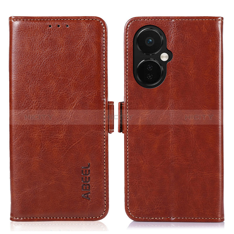 Coque Portefeuille Livre Cuir Etui Clapet A12D pour OnePlus Nord CE 3 5G Marron Plus