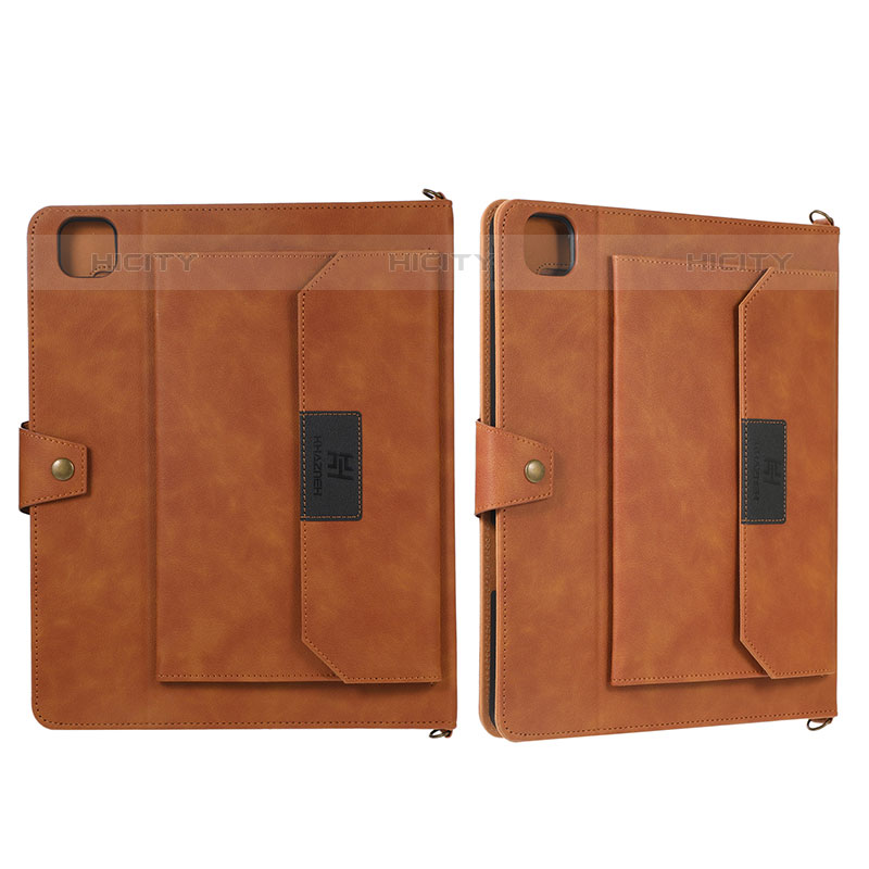 Coque Portefeuille Livre Cuir Etui Clapet AD1 pour Apple iPad Pro 12.9 (2020) Marron Plus