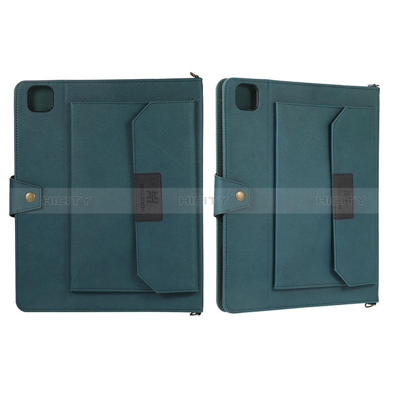 Coque Portefeuille Livre Cuir Etui Clapet AD1 pour Apple iPad Pro 12.9 (2021) Vert Plus