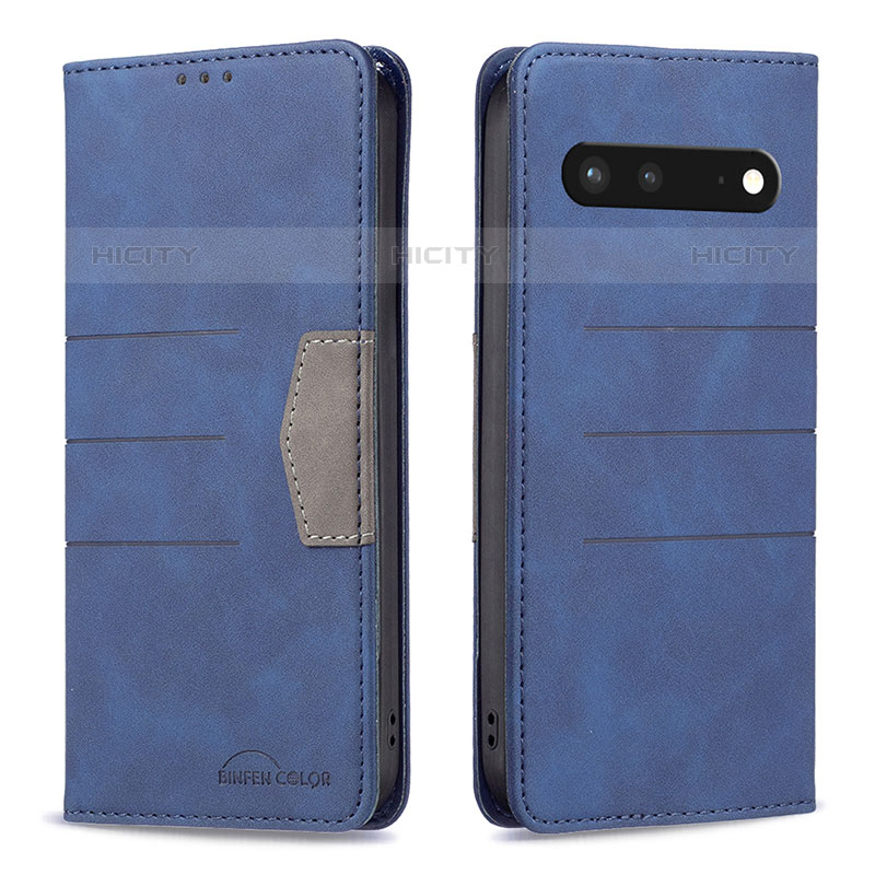 Coque Portefeuille Livre Cuir Etui Clapet B01F pour Google Pixel 7 5G Bleu Plus