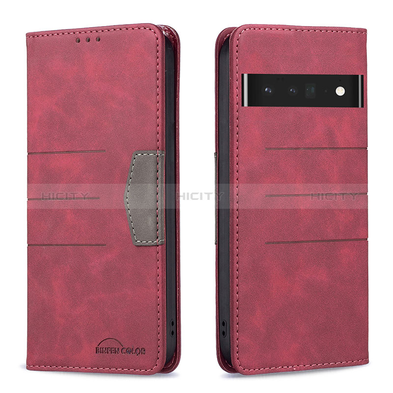 Coque Portefeuille Livre Cuir Etui Clapet B01F pour Google Pixel 7 Pro 5G Rouge Plus