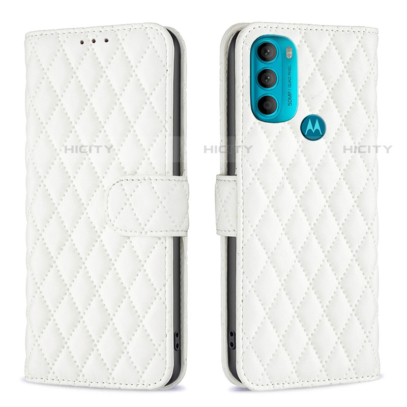 Coque Portefeuille Livre Cuir Etui Clapet B01F pour Motorola Moto G71 5G Blanc Plus