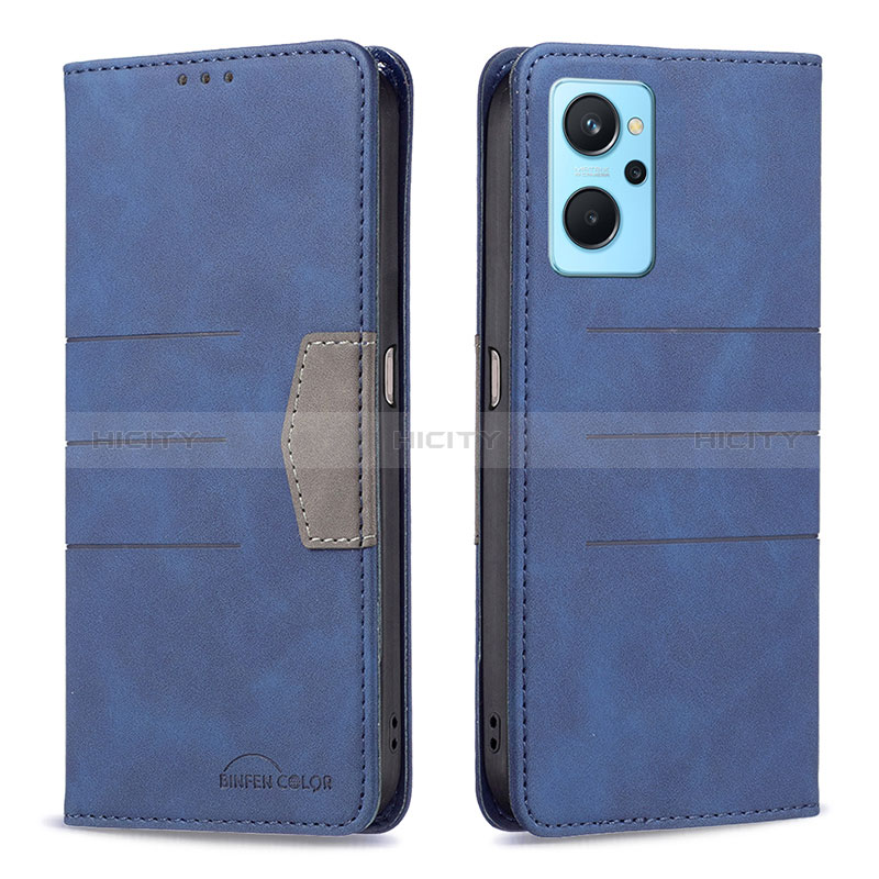 Coque Portefeuille Livre Cuir Etui Clapet B01F pour Oppo A96 4G Bleu Plus