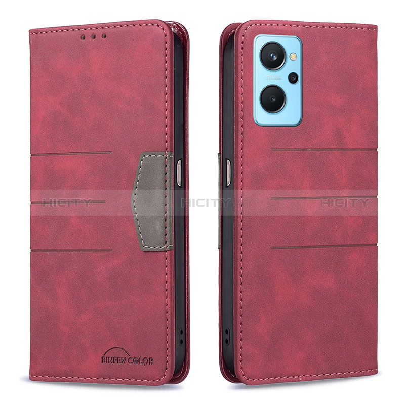 Coque Portefeuille Livre Cuir Etui Clapet B01F pour Oppo A96 4G Rouge Plus