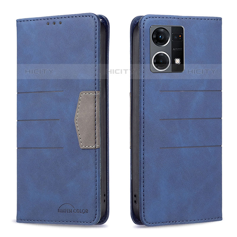 Coque Portefeuille Livre Cuir Etui Clapet B01F pour Oppo F21s Pro 4G Bleu Plus