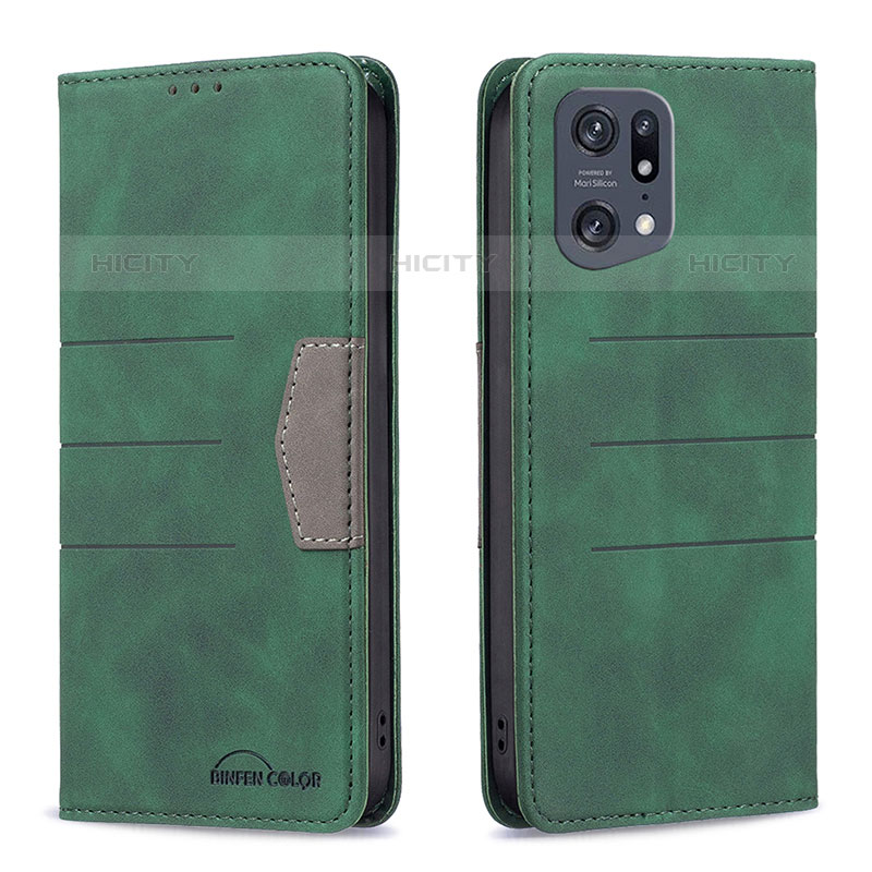 Coque Portefeuille Livre Cuir Etui Clapet B01F pour Oppo Find X5 Pro 5G Vert Plus