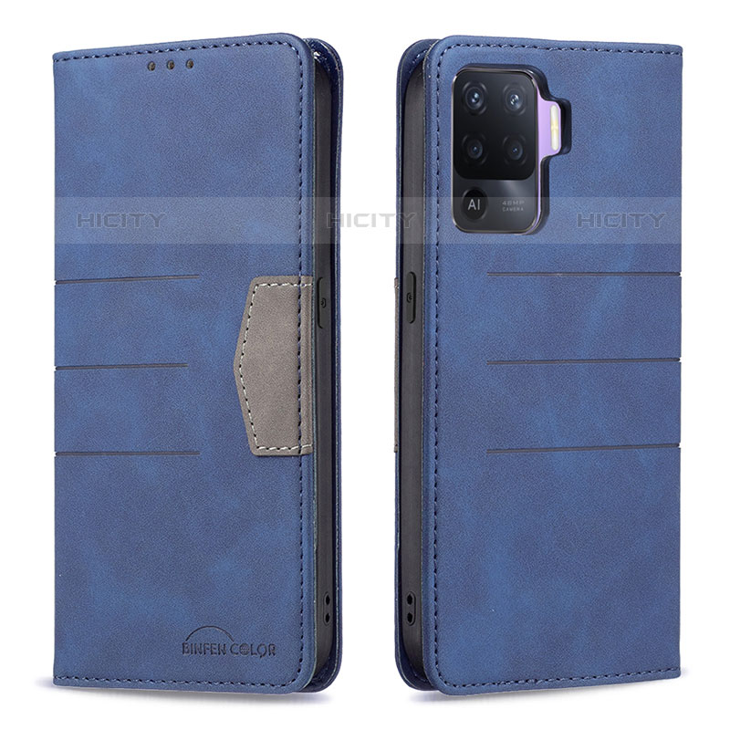 Coque Portefeuille Livre Cuir Etui Clapet B01F pour Oppo Reno5 Lite Bleu Plus