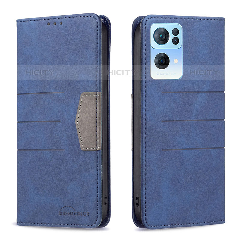 Coque Portefeuille Livre Cuir Etui Clapet B01F pour Oppo Reno7 Pro 5G Bleu Plus