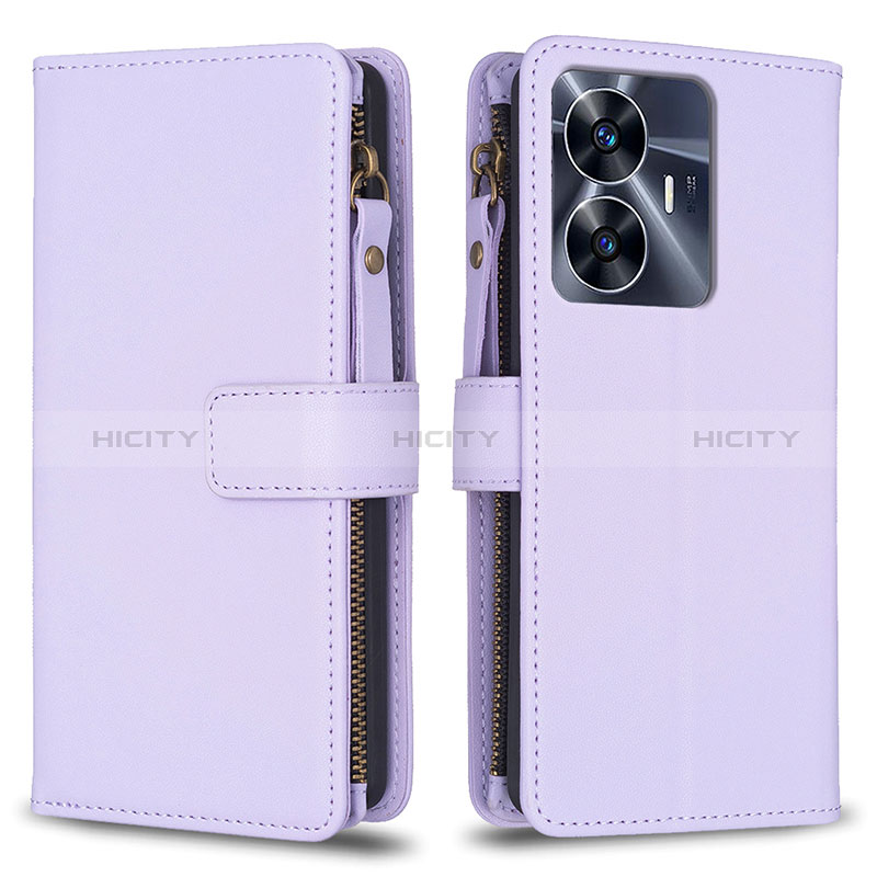 Coque Portefeuille Livre Cuir Etui Clapet B01F pour Realme C55 Violet Clair Plus