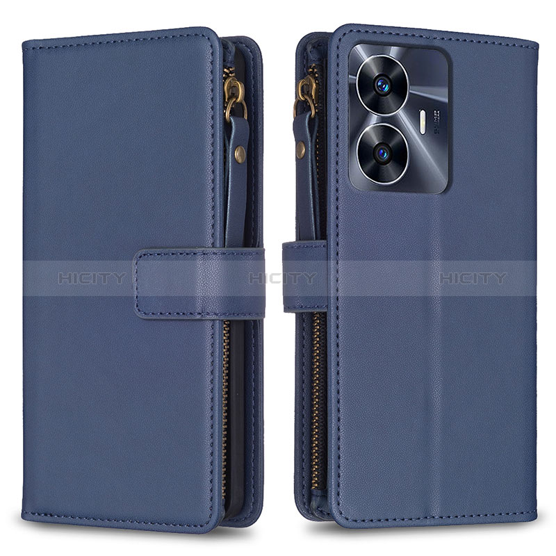 Coque Portefeuille Livre Cuir Etui Clapet B01F pour Realme Narzo N55 Bleu Plus