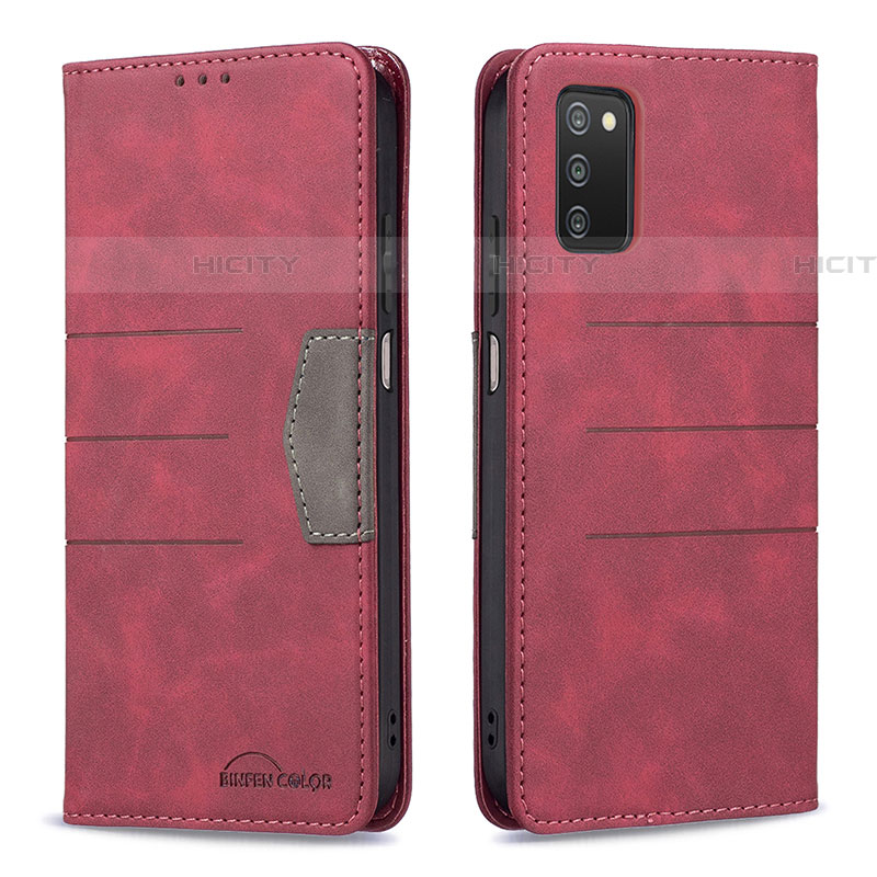 Coque Portefeuille Livre Cuir Etui Clapet B01F pour Samsung Galaxy A03s Rouge Plus