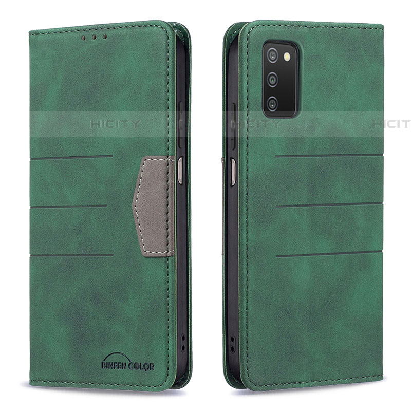 Coque Portefeuille Livre Cuir Etui Clapet B01F pour Samsung Galaxy A03s Vert Plus