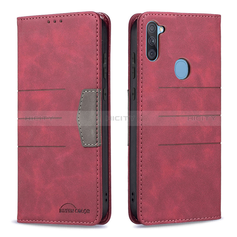 Coque Portefeuille Livre Cuir Etui Clapet B01F pour Samsung Galaxy A11 Rouge Plus