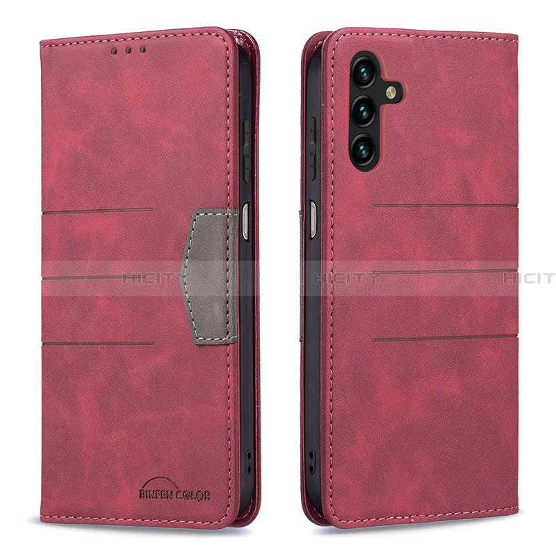 Coque Portefeuille Livre Cuir Etui Clapet B01F pour Samsung Galaxy A13 5G Rouge Plus