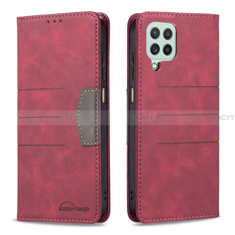 Coque Portefeuille Livre Cuir Etui Clapet B01F pour Samsung Galaxy A22 4G Rouge Plus