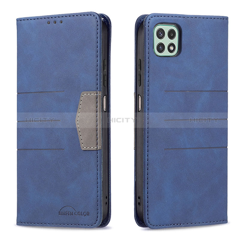 Coque Portefeuille Livre Cuir Etui Clapet B01F pour Samsung Galaxy A22s 5G Bleu Plus