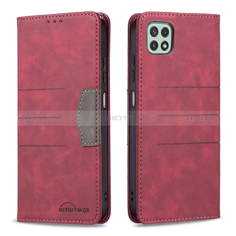 Coque Portefeuille Livre Cuir Etui Clapet B01F pour Samsung Galaxy A22s 5G Rouge Plus