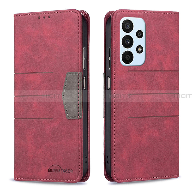 Coque Portefeuille Livre Cuir Etui Clapet B01F pour Samsung Galaxy A23 4G Rouge Plus