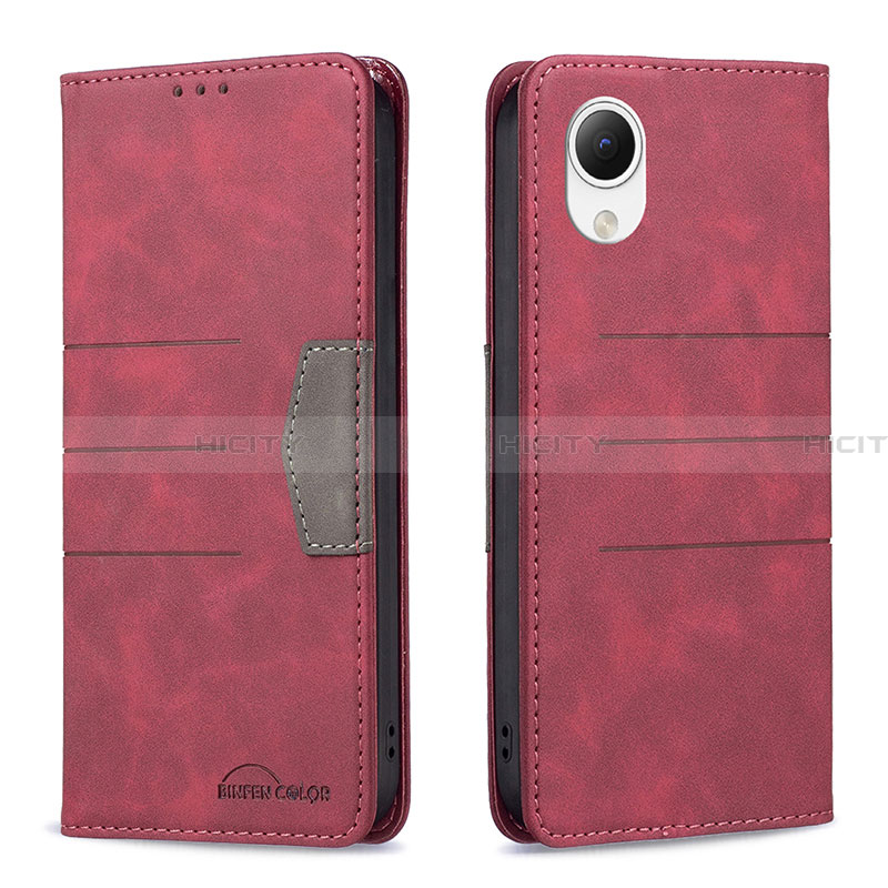 Coque Portefeuille Livre Cuir Etui Clapet B01F pour Samsung Galaxy A23 5G SC-56C Rouge Plus