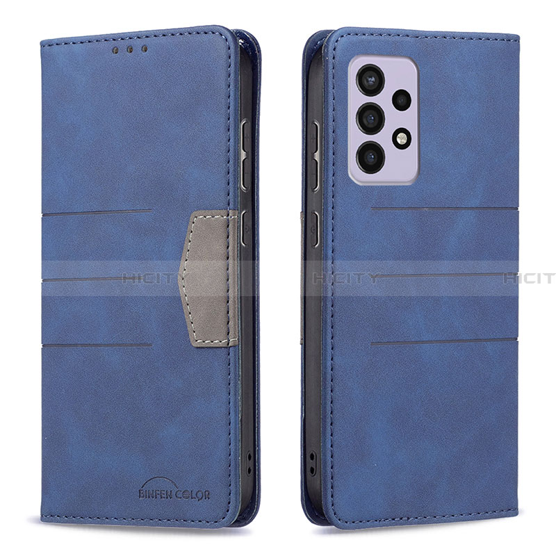 Coque Portefeuille Livre Cuir Etui Clapet B01F pour Samsung Galaxy A33 5G Bleu Plus