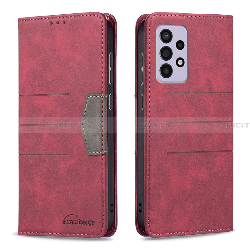 Coque Portefeuille Livre Cuir Etui Clapet B01F pour Samsung Galaxy A33 5G Rouge Plus