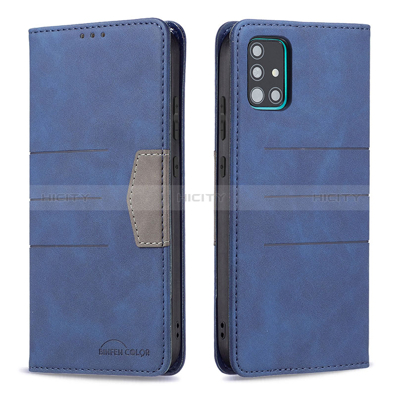 Coque Portefeuille Livre Cuir Etui Clapet B01F pour Samsung Galaxy A51 4G Bleu Plus