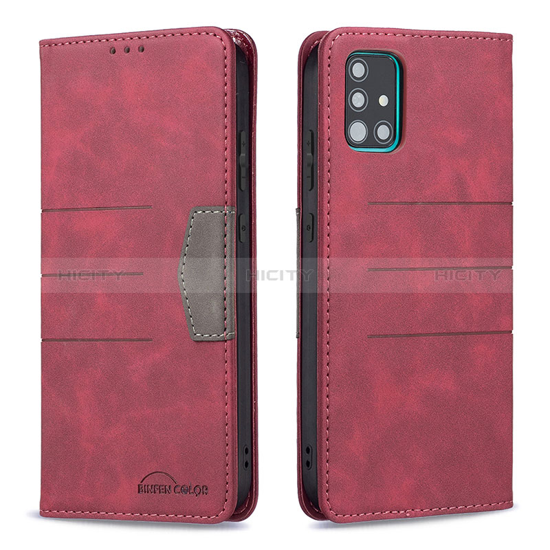 Coque Portefeuille Livre Cuir Etui Clapet B01F pour Samsung Galaxy A51 5G Rouge Plus