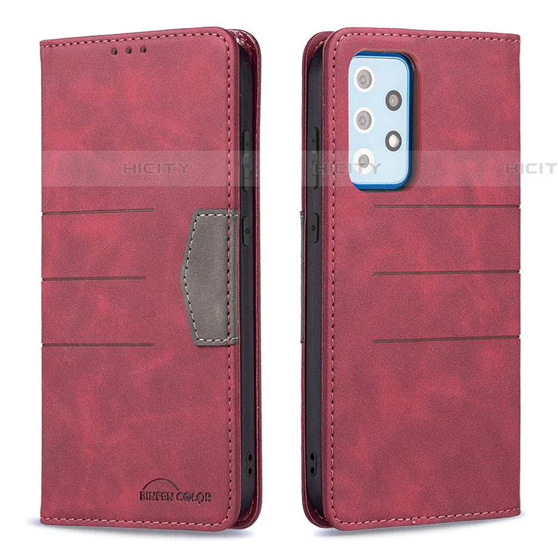 Coque Portefeuille Livre Cuir Etui Clapet B01F pour Samsung Galaxy A52 5G Rouge Plus